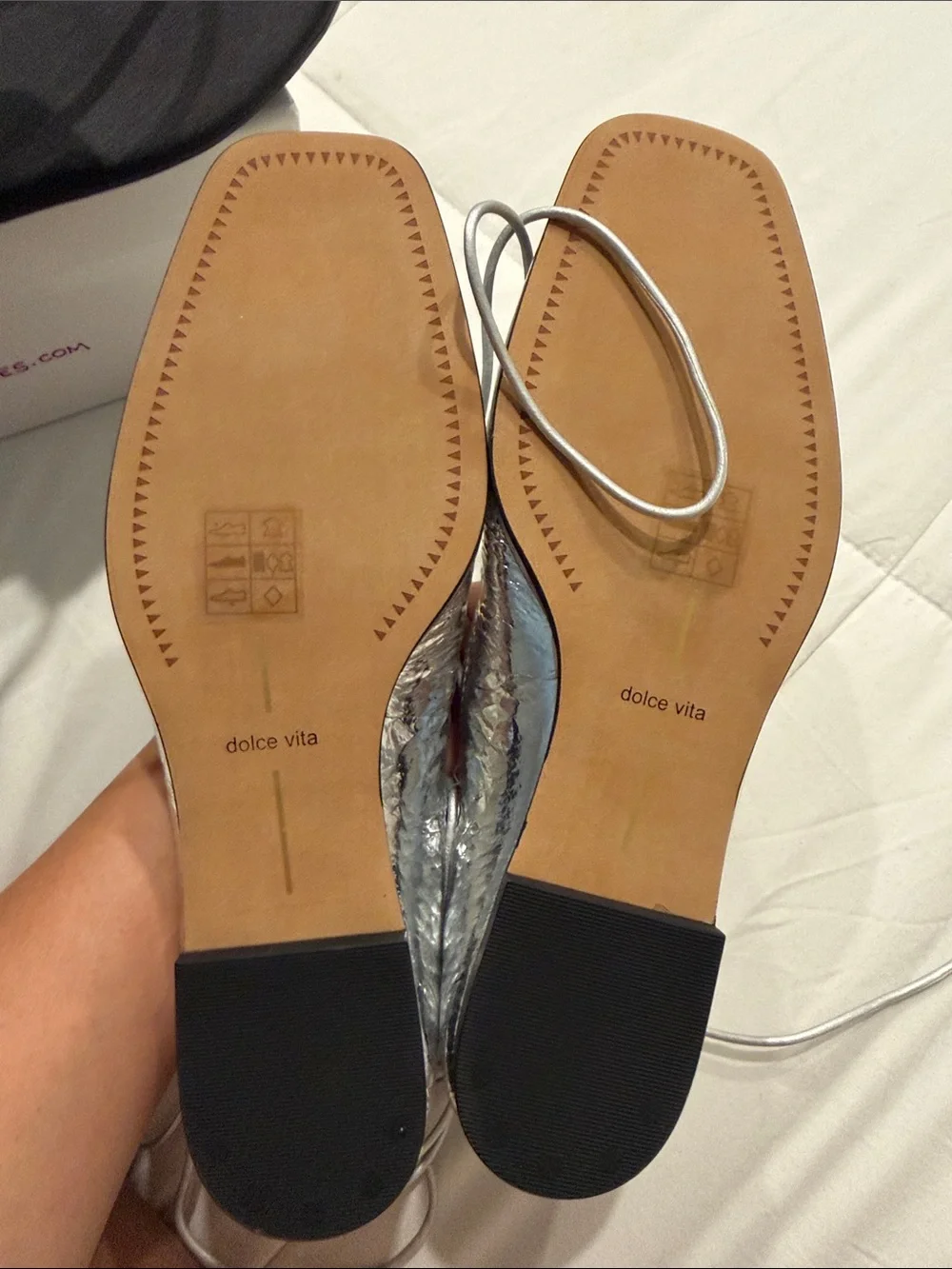 Metallic Silver Lace-Up Ballet Flats